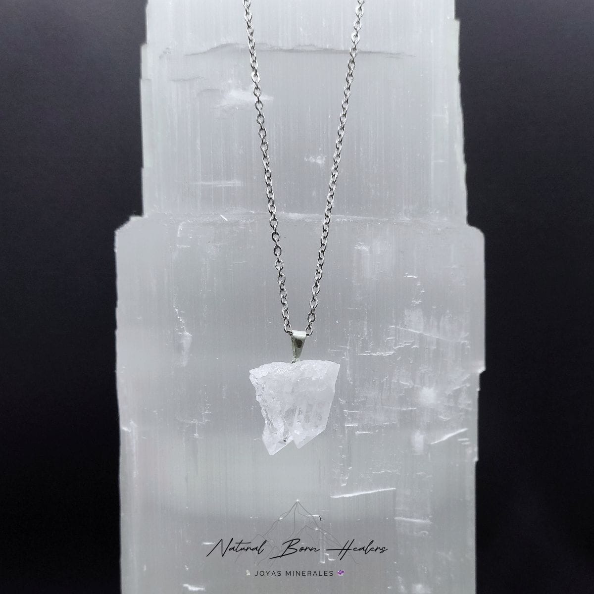 colgante cuarzo drusa acero