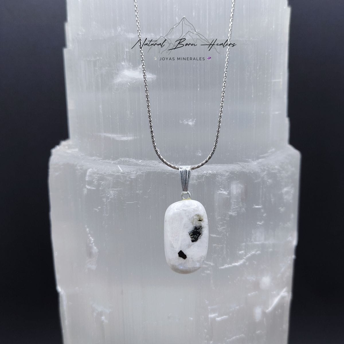 colgante piedra luna rodado plata